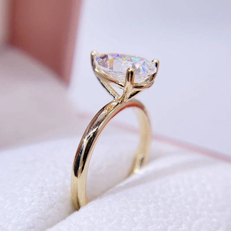 10-14k Solid Gold Pear shape Engagement ring